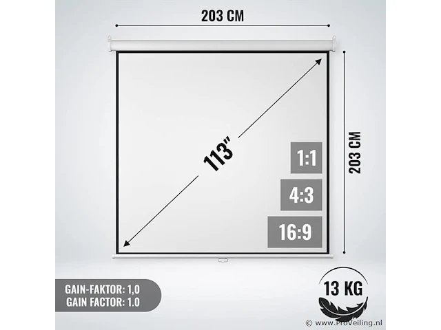 Beamerscherm uitschuifbaar 113 inch - afbeelding 6 van  9