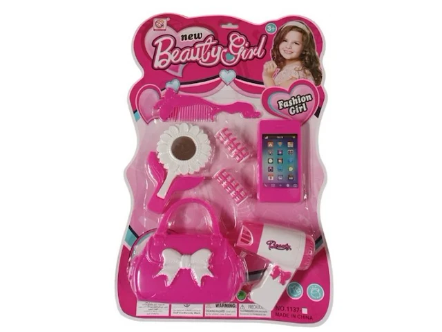 Beaty girl set - op kaart - duo set - 1x rose tasje set & 1x wit tasje set - afbeelding 3 van  7