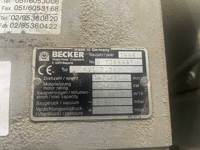 Becker - 1996 - kvt 2.100 - vacuümpomp - afbeelding 2 van  5