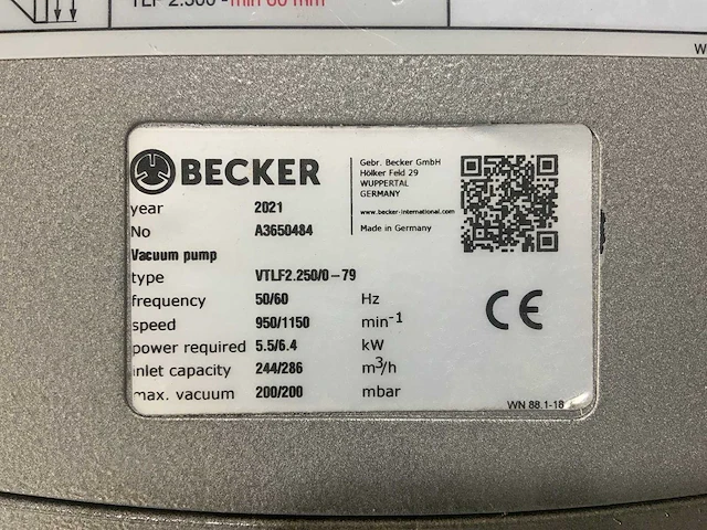 Becker - vtlf2.250/0-79 - vacuümpomp - 2021 - afbeelding 8 van  8