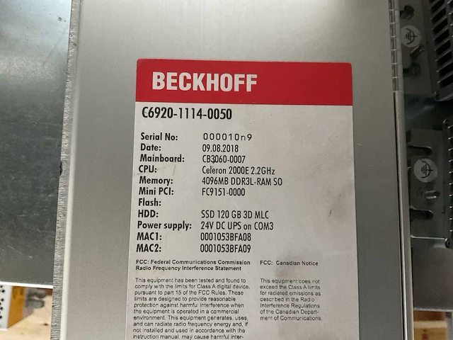 Beckhoff c6920-1114-0050 industriële pc (2x) - afbeelding 3 van  3