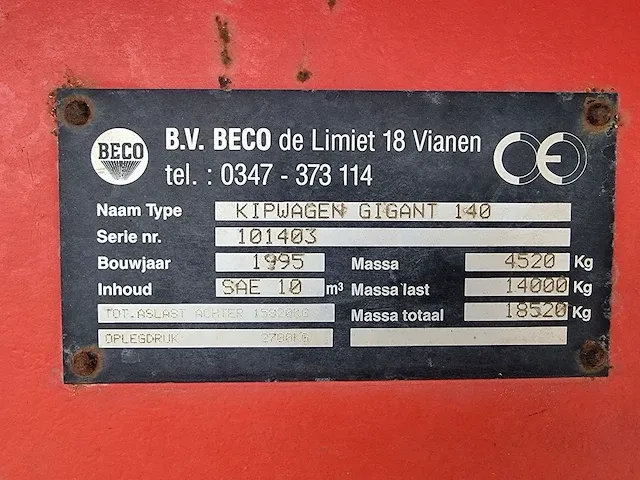 Beco - 140 kipper - dumper - afbeelding 8 van  17
