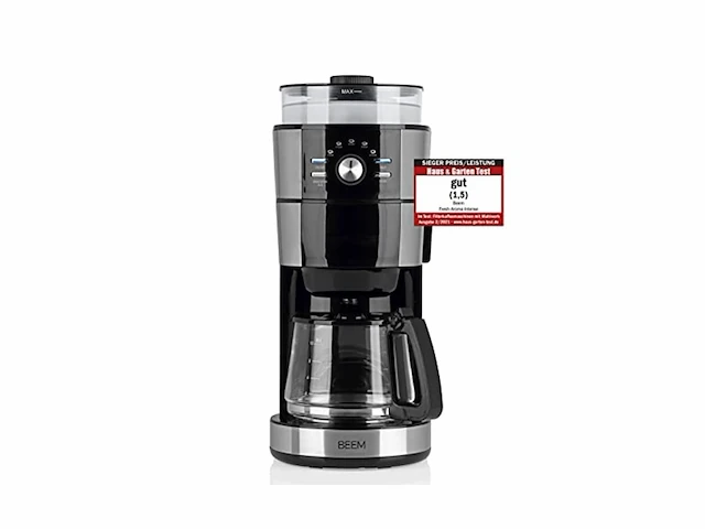 Beem fresh aroma intense filter koffiemachine met molen, glas, roestvrij staal, 1.25 l glazen kan - afbeelding 2 van  5