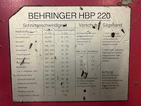 Behringer hbp 220 hydr metalen horizontale bandzaagmachine - afbeelding 9 van  11