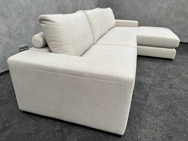 Beige hoekbank met chaise longue - ongebruikt - luxe stof - afbeelding 10 van  27