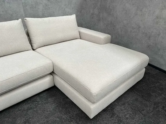 Beige hoekbank met chaise longue - ongebruikt - luxe stof - afbeelding 11 van  27