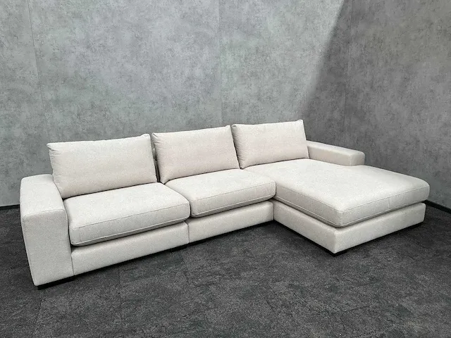 Beige hoekbank met chaise longue - ongebruikt - luxe stof - afbeelding 14 van  27