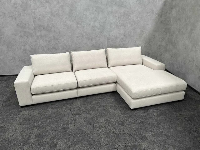Beige hoekbank met chaise longue - ongebruikt - luxe stof - afbeelding 8 van  27