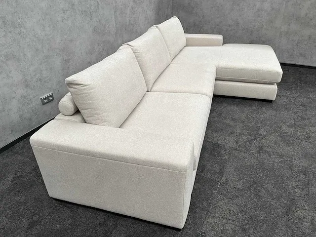 Beige hoekbank met chaise longue - ongebruikt - luxe stof - afbeelding 9 van  27