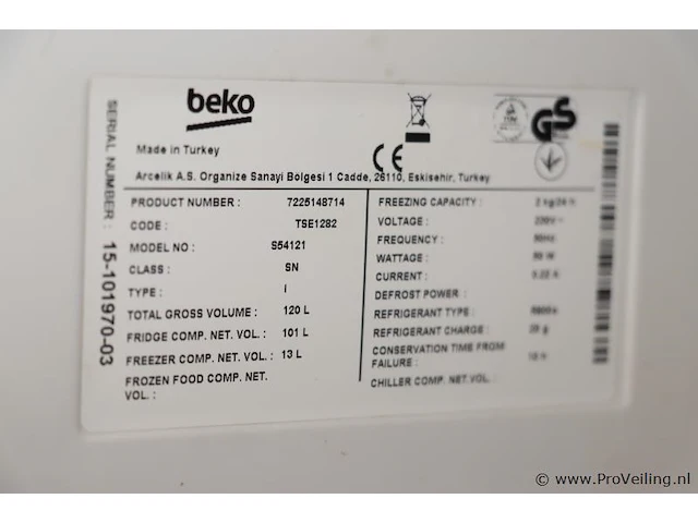 Beko koelkast met vriesvak model s54121 - afbeelding 5 van  5