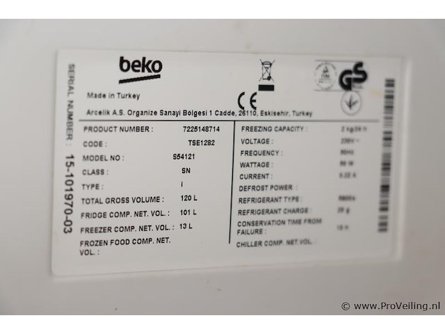 Beko koelkast met vriesvak model s54121 - afbeelding 5 van  5
