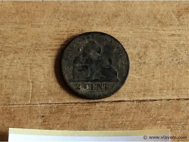 Belgische munt 2cent 1849 - afbeelding 1 van  2