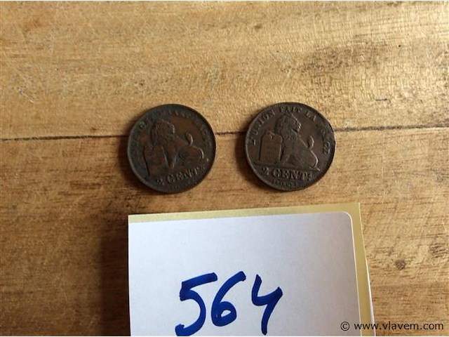 Belgische munt 2x2cent 1911 & 1912 - afbeelding 2 van  2