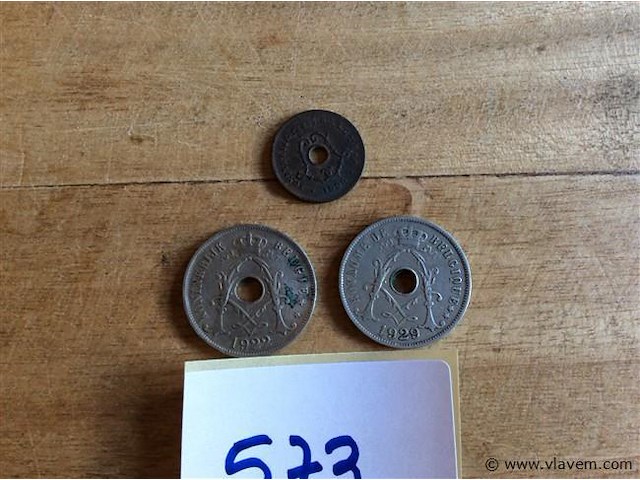 Belgische munt 5 centiem & 25 centiem 1905+ - afbeelding 1 van  2