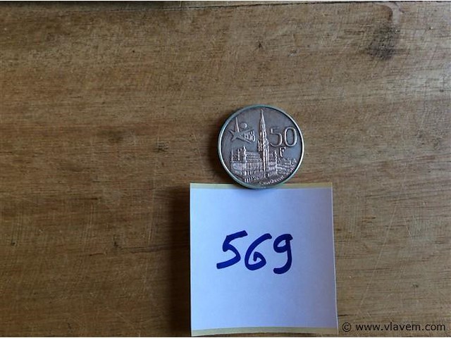 Belgische munt 50fr 1958 - afbeelding 2 van  2