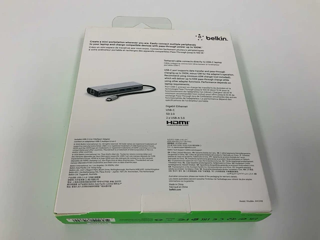 Belkin avc008btsgy - basisstation, usb-c-stekker, bus-voeding, 100w, totaal poorten 6 - afbeelding 2 van  2