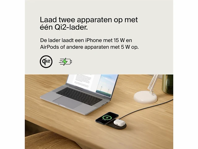 Belkin draadloze oplader qi2 dubbele basis 15w zwart - afbeelding 2 van  5