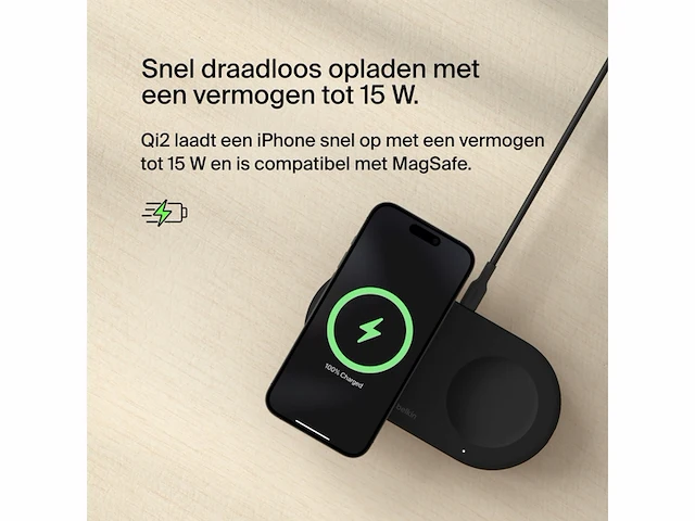 Belkin draadloze oplader qi2 dubbele basis 15w zwart - afbeelding 4 van  5