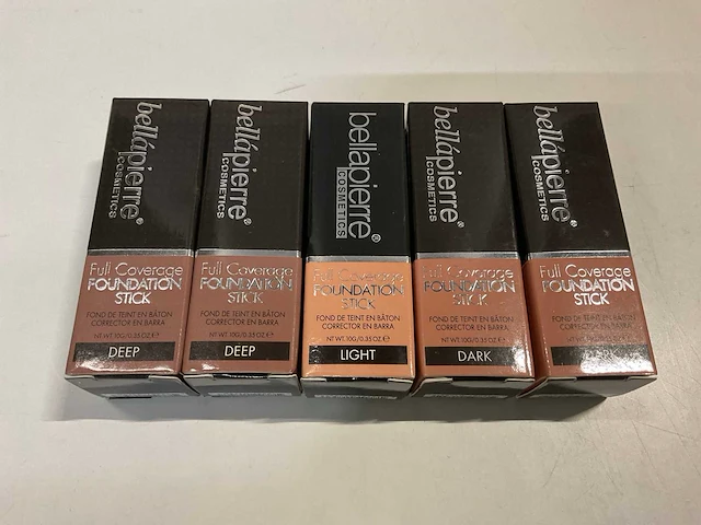 Bellapierre cosmetics full coverage foundation stick light/deep/dark (5x) - afbeelding 2 van  5