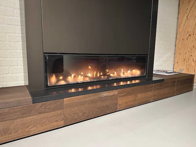 Bellfires horizon bell xxl 3 lf g20 design gas haard inclusief boley stalen design ombouw en 6-delig dressoir - afbeelding 7 van  13