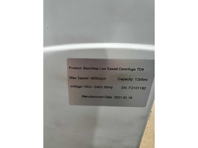 Benchtop low speed centrufuge - 2016 - td4 - centrifuge (18x) - afbeelding 7 van  7