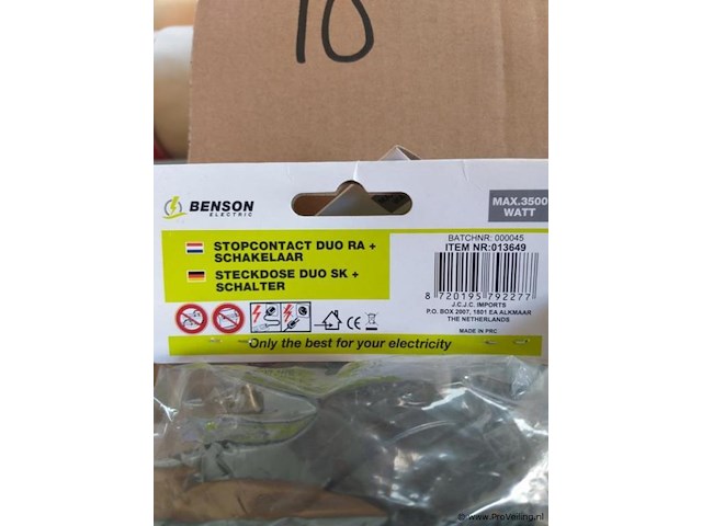 Benson - stopcontact duo ra + schakelaar - 10 x - afbeelding 3 van  3