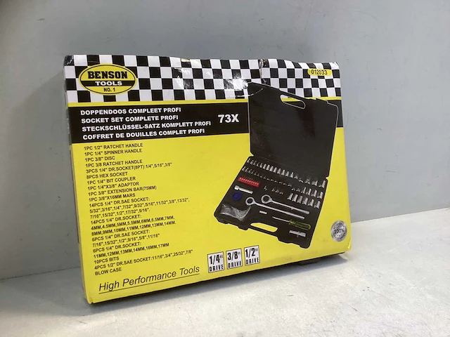 Benson tools - doppenset- doos - 73-delig - 1/4 3/8 1/2” - afbeelding 2 van  6
