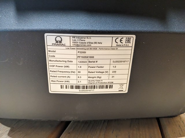 Benzine aggregaat pramac, p2200i, groen, 2022 - afbeelding 8 van  10