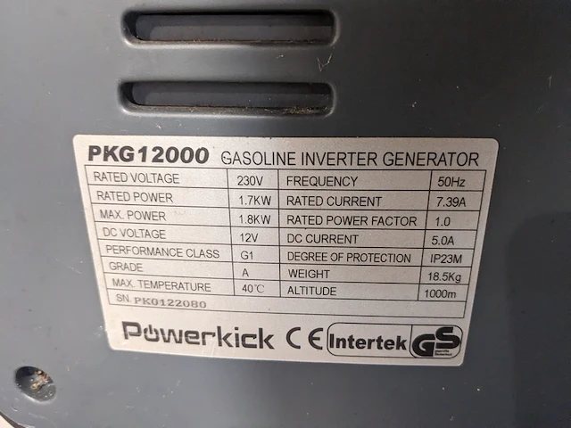 Benzine generator, powerkick, pkg12000 - afbeelding 7 van  8