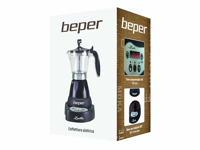 Beper bc.041n elektrische espressomachine 3 koffiekopjes zwart - afbeelding 4 van  4