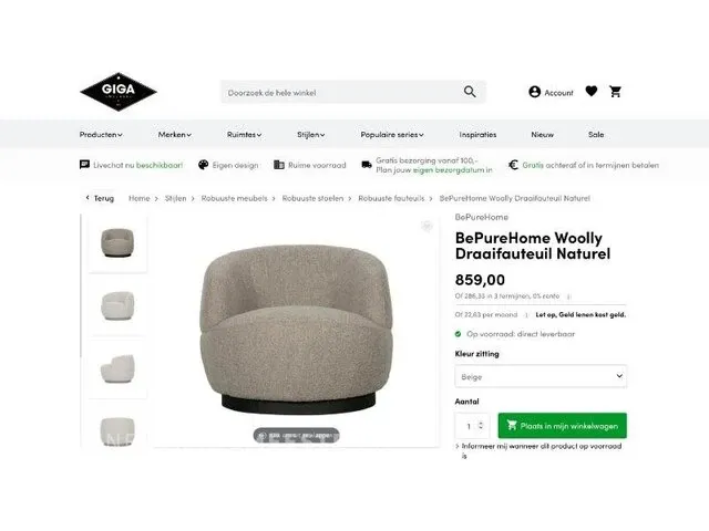 Bepurehome draaifauteuil in antraciet zwarte bouclé bepurehome, antraciet / zwart - afbeelding 2 van  10