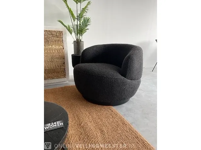 Bepurehome draaifauteuil in antraciet zwarte bouclé bepurehome, antraciet / zwart - afbeelding 1 van  10