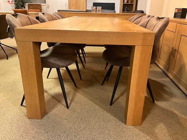 Berg eiken uitschuifbare eetkamertafel - afbeelding 5 van  11