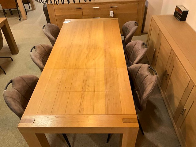 Berg eiken uitschuifbare eetkamertafel - afbeelding 8 van  11