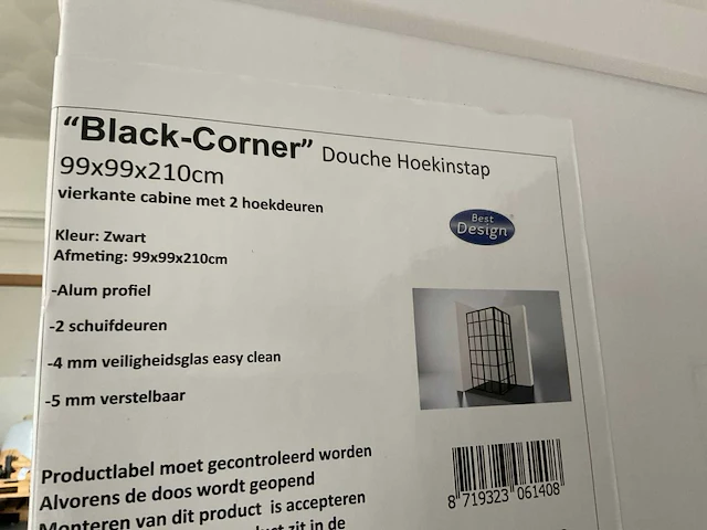 Best design black corner douchecabine hoekinstap 90 cm - afbeelding 4 van  4