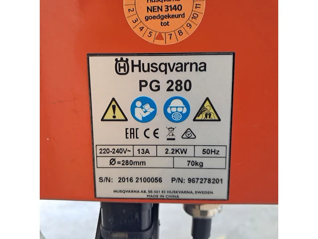 Betonschuurmachine 280mm 230v, husqvarna, pg280, 2017 - afbeelding 7 van  8