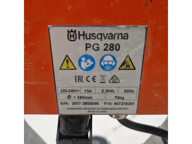 Betonschuurmachine 280mm 230v husqvarna, pg280, bouwjaar 2018 - afbeelding 6 van  7