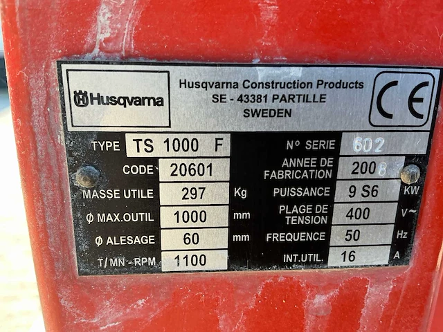 Betonzaag husqvarna ts1000f 2008 - afbeelding 16 van  24