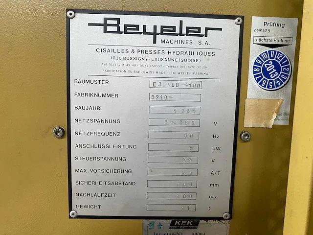 Beyeler - euro 3, 100-4100 - kantbank - 1991 - afbeelding 2 van  12