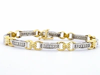 Bi-colour gouden schakelarmband met natuurlijke diamanten - afbeelding 1 van  9
