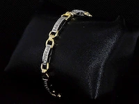 Bi-colour gouden schakelarmband met natuurlijke diamanten - afbeelding 3 van  9