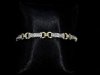 Bi-colour gouden schakelarmband met natuurlijke diamanten - afbeelding 5 van  9