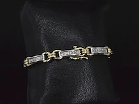 Bi-colour gouden schakelarmband met natuurlijke diamanten - afbeelding 6 van  9