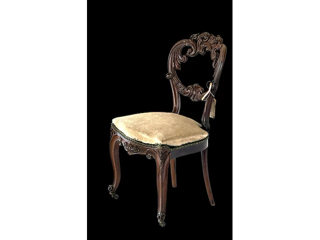 Biedermeier stoel op gebogen poten met gestoken rug, uit koninklijke collectie - afbeelding 2 van  2