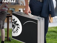 Bierpongtafelset voor volwassenen - inclusief 6 ballen, 100 bekers en bekerhouder - in hoogte verstelbaar, opvouwbaar, aluminium - drinkspelletjes - afbeelding 3 van  11