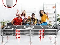 Bierpongtafelset voor volwassenen - inclusief 6 ballen, 100 bekers en bekerhouder - in hoogte verstelbaar, opvouwbaar, aluminium - drinkspelletjes - afbeelding 4 van  11