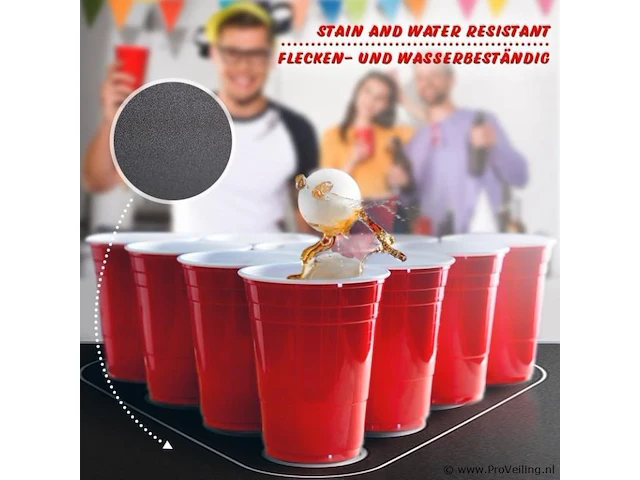 Bierpongtafelset voor volwassenen - inclusief 6 ballen, 100 bekers en bekerhouder - in hoogte verstelbaar, opvouwbaar, aluminium - drinkspelletjes - afbeelding 5 van  11