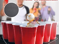 Bierpongtafelset voor volwassenen - inclusief 6 ballen, 100 bekers en bekerhouder - in hoogte verstelbaar, opvouwbaar, aluminium - drinkspelletjes - afbeelding 5 van  11