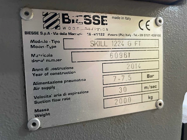 Biesse - 2014 - skill 12.24 g ft - horizontaal cnc-bewerkingscentrum - afbeelding 10 van  10
