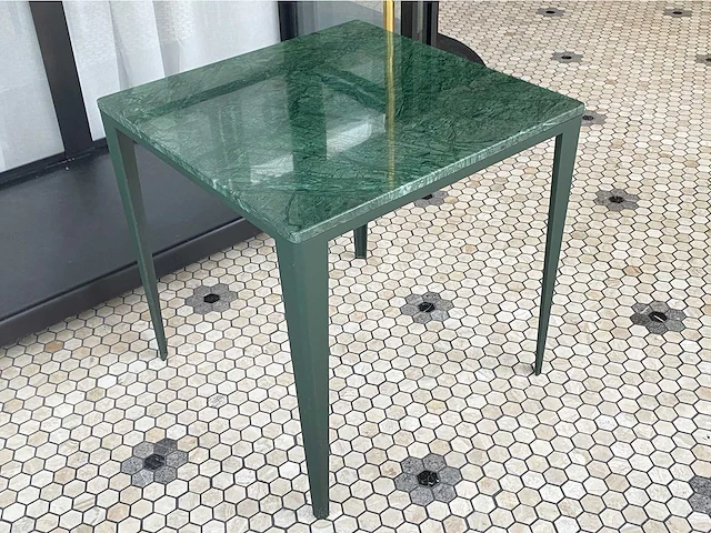 Bijzettafel met groen marmeren blad - afbeelding 1 van  3
